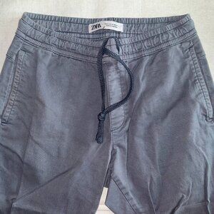 Zara Men's Casual Grey-Blue Drawstring Joggers